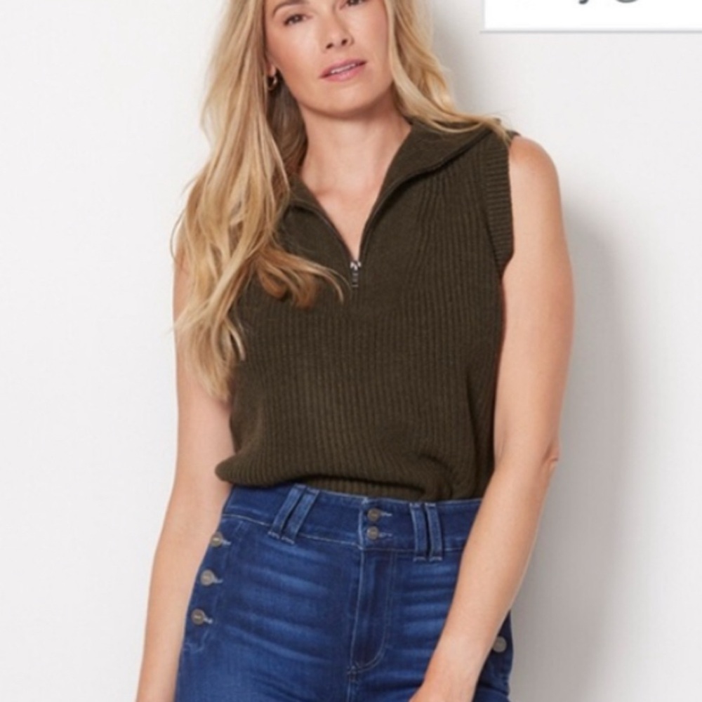 RD Style Evie Knitted Sweater Vest Olive Green Layering Size XS